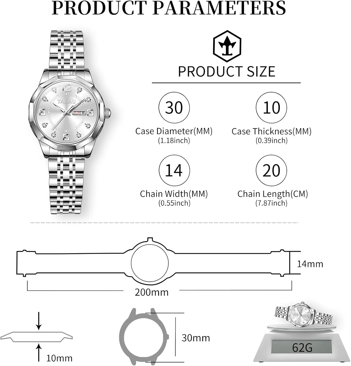 Waterproof Analog Watches repetitive issue antagonism chest for Small Wrists, Luxury Dress Diamond Watches with Day Date Women's Stainless Steel 