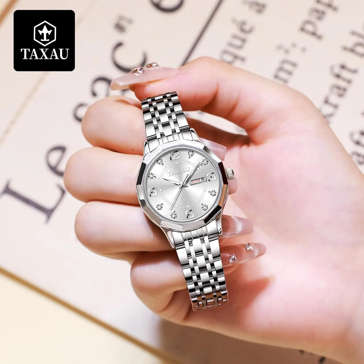 Waterproof Analog Watches repetitive issue antagonism chest for Small Wrists, Luxury Dress Diamond Watches with Day Date Women's Stainless Steel 