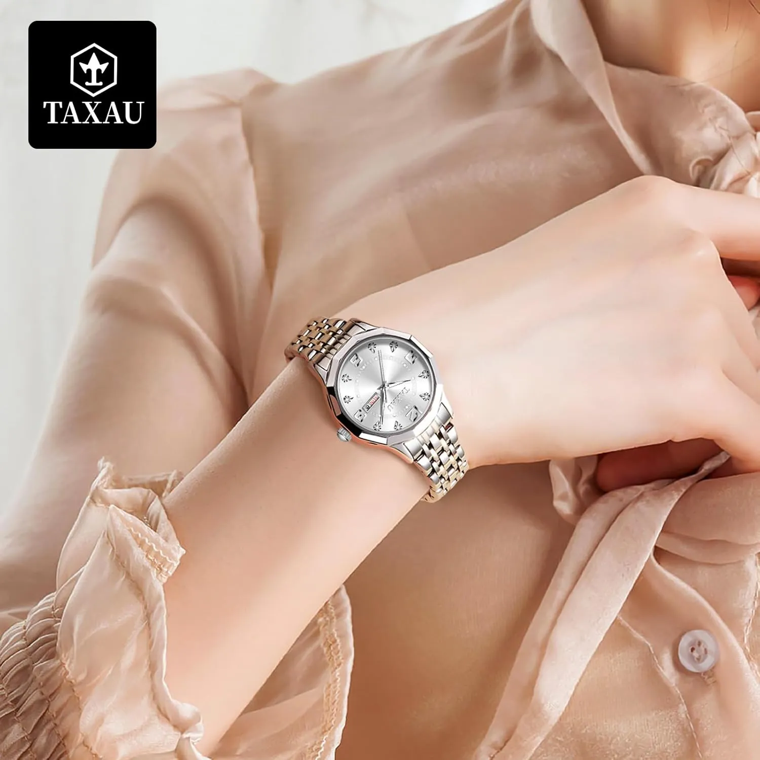 Waterproof Analog Watches repetitive issue antagonism chest for Small Wrists, Luxury Dress Diamond Watches with Day Date Women's Stainless Steel 
