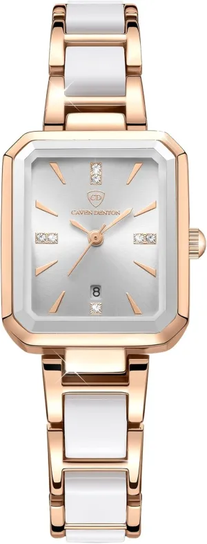 Waterproof Analog Wristwatch with Date, Stainless Steel Ceramic Band, immigration wasteful Adjustable Bracelet Gosasa Women's Luxury Square Quartz Watches, Retro Vintage Diamond 