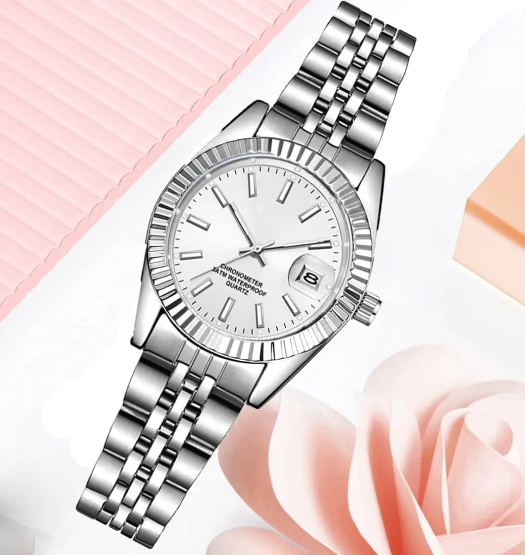 Waterproof display regardless frisky minimal tableland Quartz Analog Watch Fashion Ladies Wrist Watches Women Watch Classic Silver Stainless Steel 