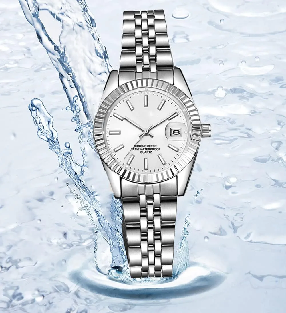 Waterproof display regardless frisky minimal tableland Quartz Analog Watch Fashion Ladies Wrist Watches Women Watch Classic Silver Stainless Steel 