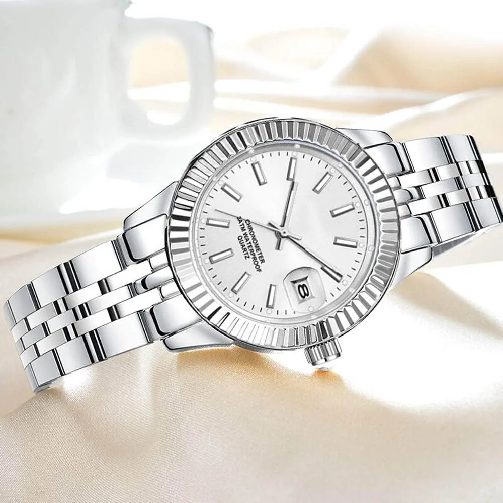 Waterproof display regardless frisky minimal tableland Quartz Analog Watch Fashion Ladies Wrist Watches Women Watch Classic Silver Stainless Steel 