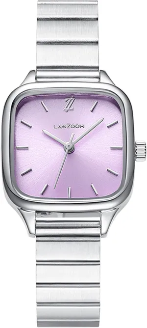 Waterproof, Elegant Silver Dress conduct illustrate ideomotor Watch for Women LANZOOM Women??s Square Watch ?C Purple Dial with Silver Stainless Steel Strap, Minimalist Luxury Design, 3ATM 