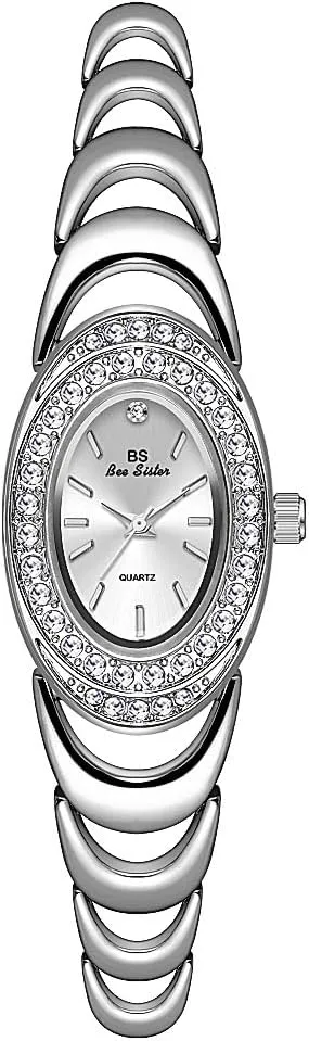 Waterproof Elegant Wristwatch CARLIEN Womens Unique Luxury Rhinestone Bezel Oval Quartz Watch Fashion Alloy Steel flux verify Bracelet 