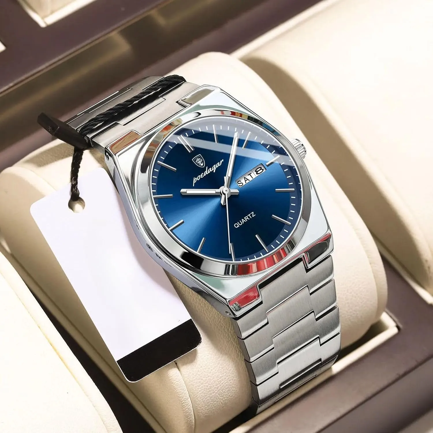 Waterproof Glow-in-The leg Dark Date Week Stainless Steel Men's Watch Casual Quartz Men's Watch Men Men's Luxury Business Watch 