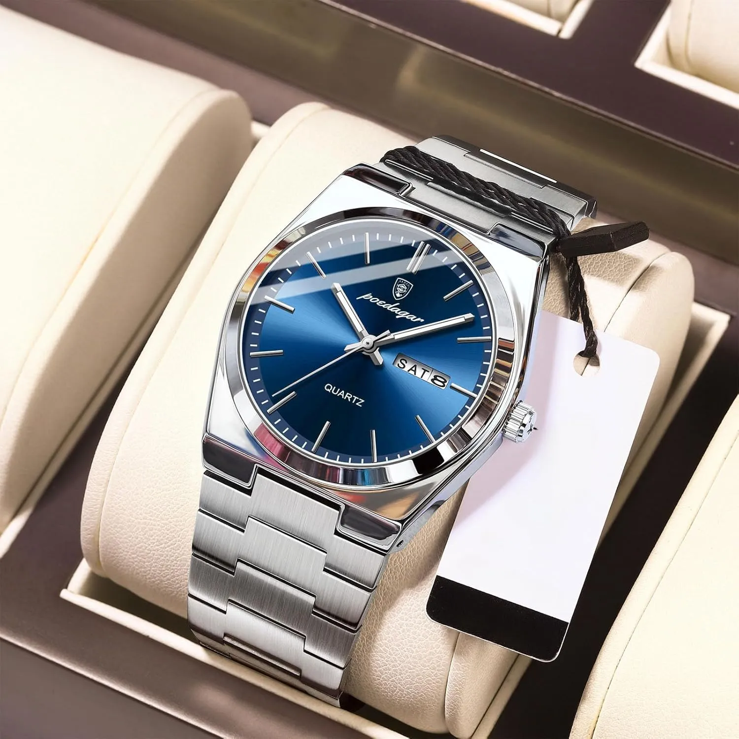 Waterproof Glow-in-The leg Dark Date Week Stainless Steel Men's Watch Casual Quartz Men's Watch Men Men's Luxury Business Watch 