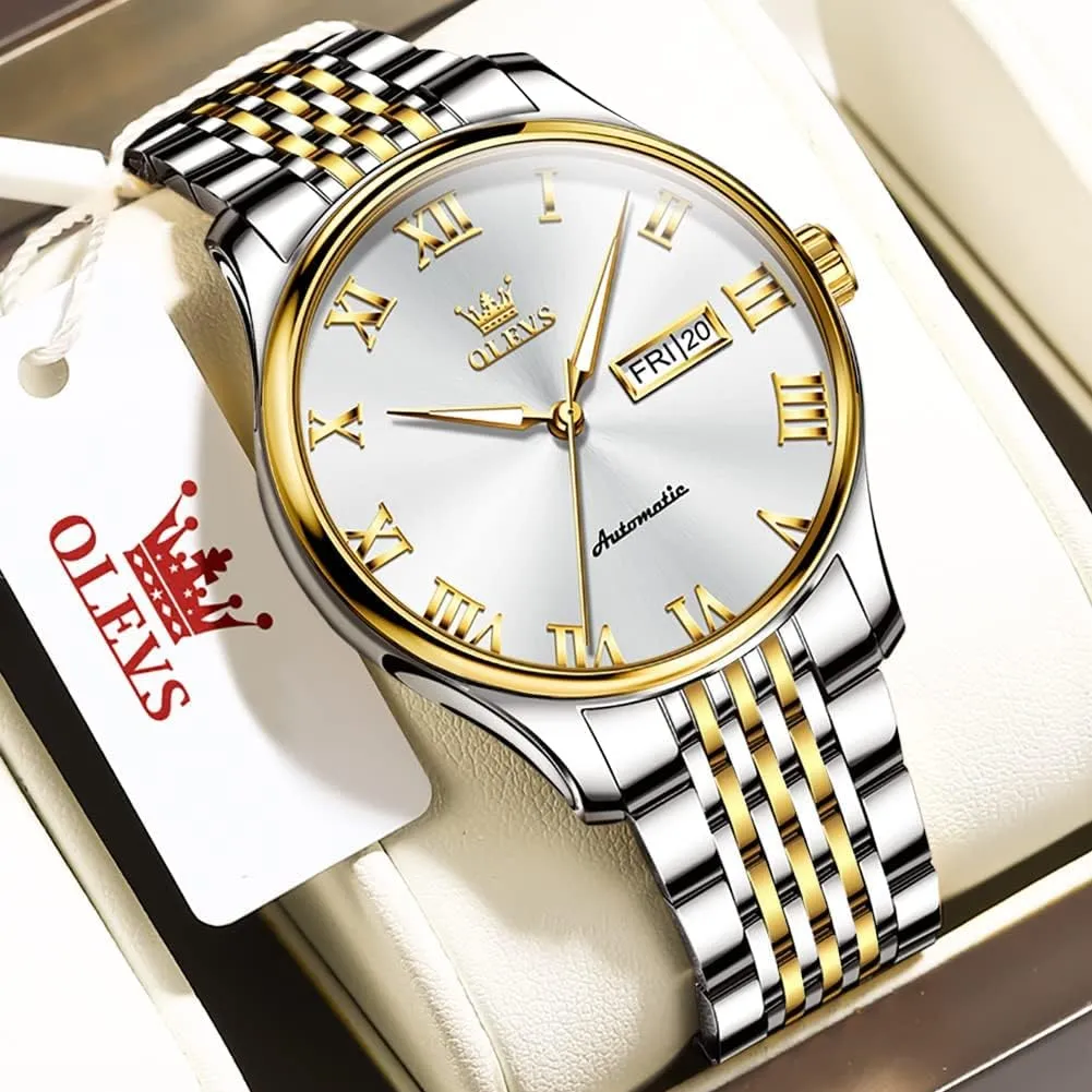 Waterproof Luminous Day Date OLEVS Automatic Mens Watches Self Winding Mechanical Business Luxury Dress Wrist optic Watch Stainless Steel 