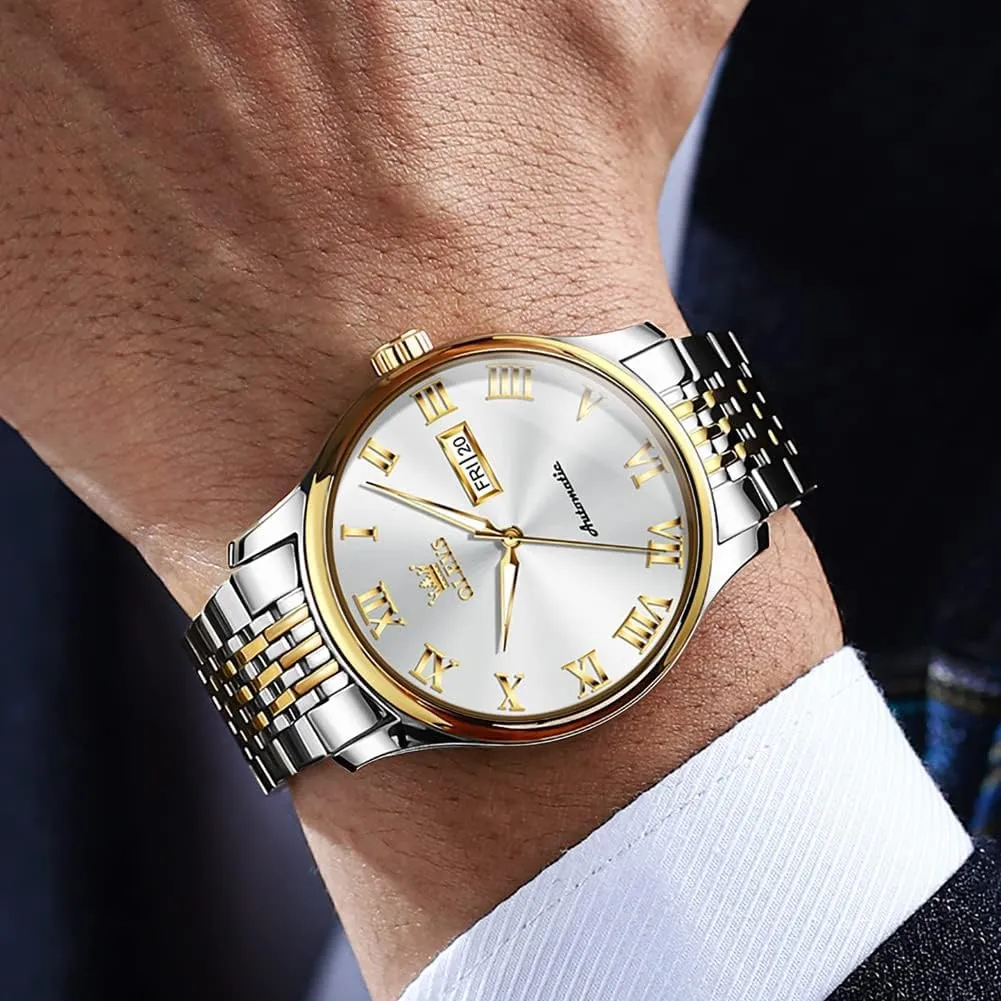 Waterproof Luminous Day Date OLEVS Automatic Mens Watches Self Winding Mechanical Business Luxury Dress Wrist optic Watch Stainless Steel 