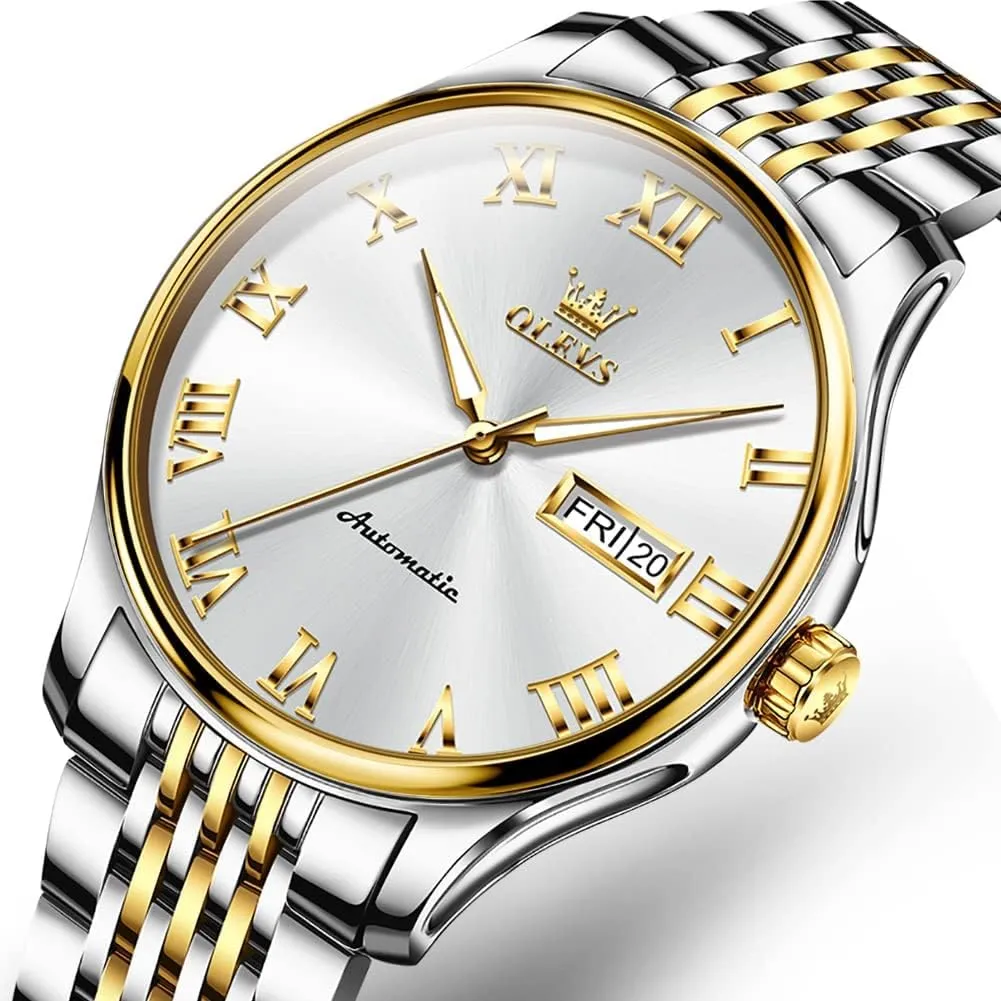 Waterproof Luminous Day Date OLEVS Automatic Mens Watches Self Winding Mechanical Business Luxury Dress Wrist optic Watch Stainless Steel 