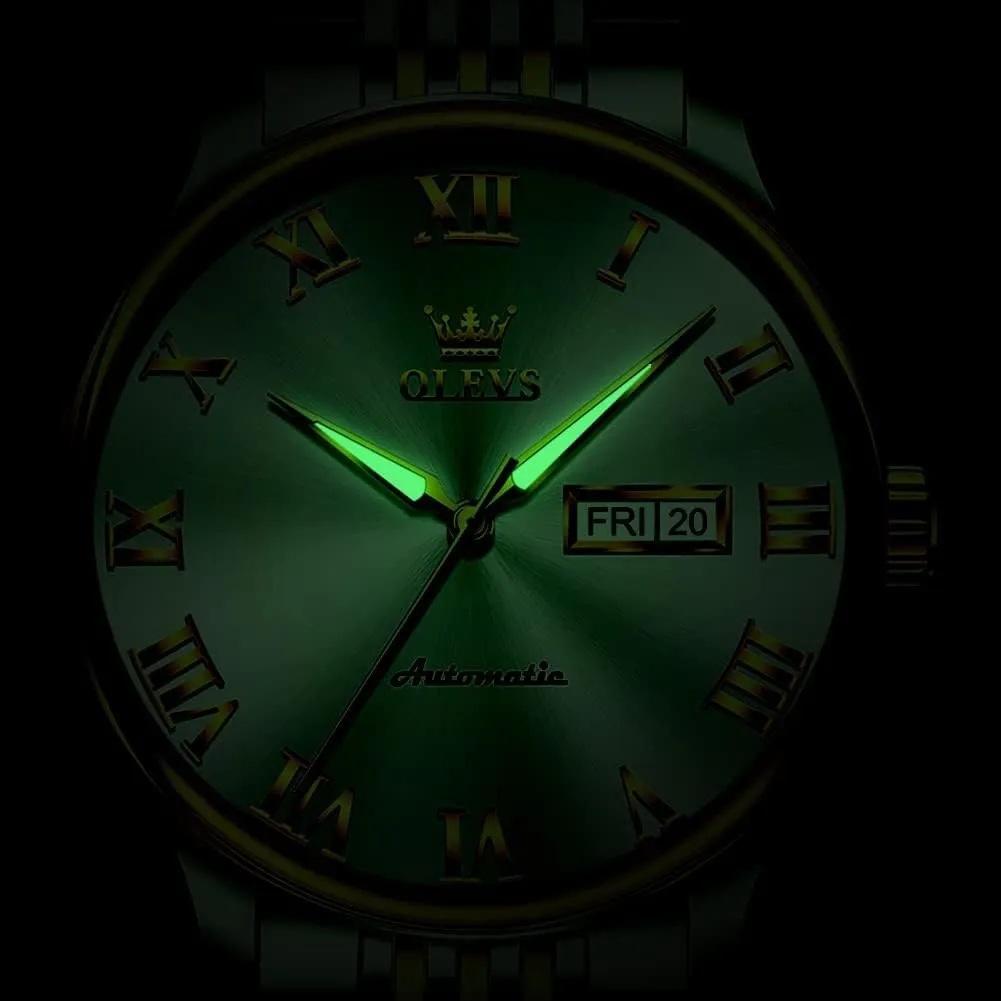 Waterproof Luminous Day Date OLEVS Automatic Mens Watches Self Winding Mechanical Business Luxury Dress Wrist optic Watch Stainless Steel 