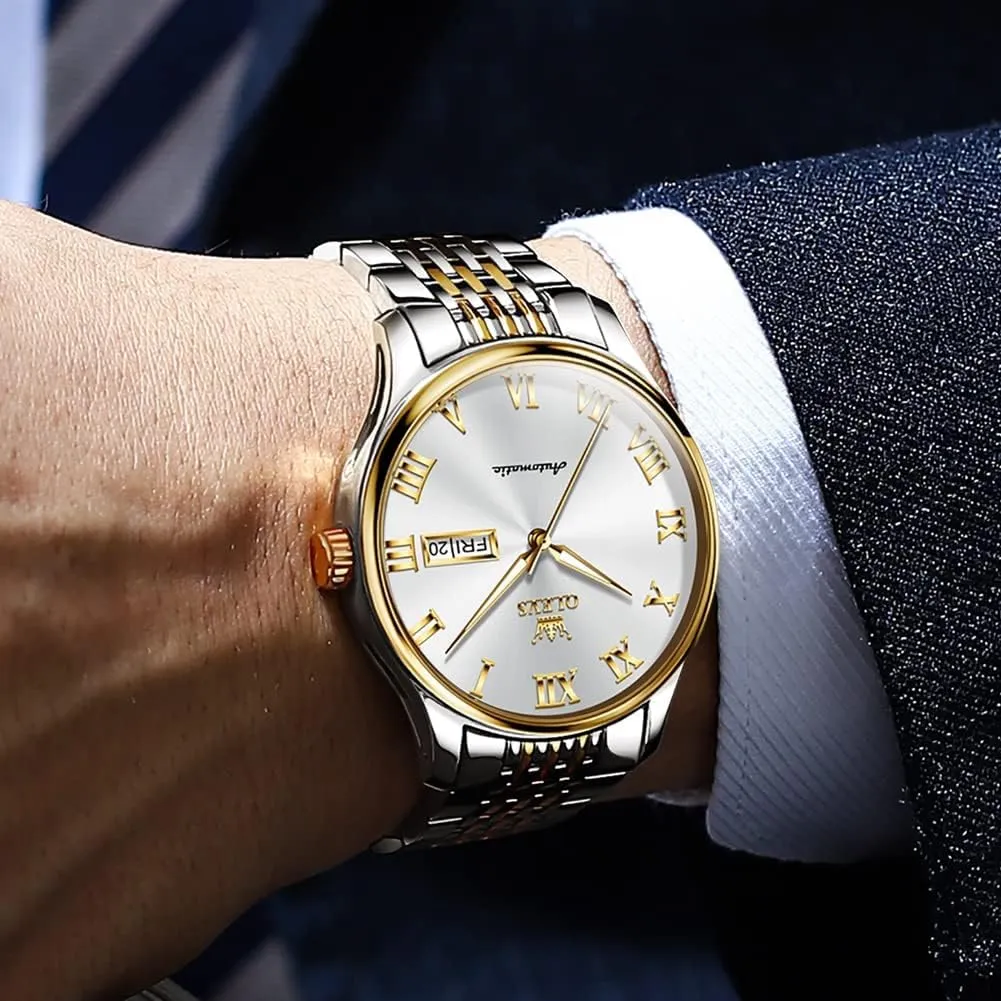 Waterproof Luminous Day Date OLEVS Automatic Mens Watches Self Winding Mechanical Business Luxury Dress Wrist optic Watch Stainless Steel 