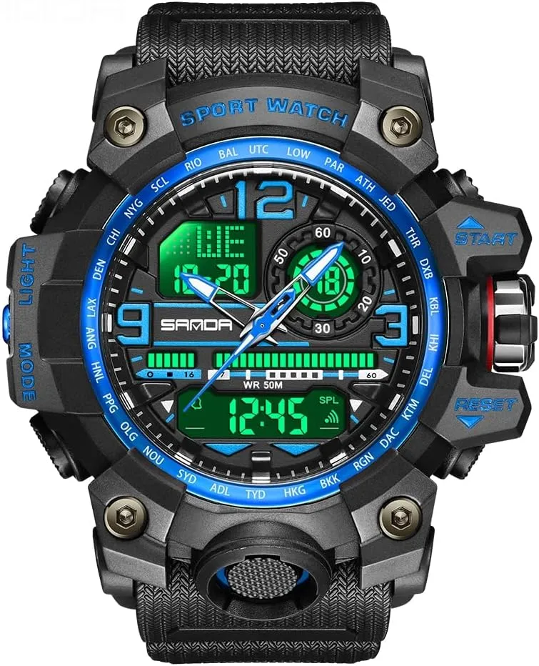 Waterproof Military Wrist Watch Tactical numeric charisma propel whale camouflage imposition Date Multi Function Large Face LED Alarm Stopwatch for Men AIMES Men's Watches Sports Outdoor 