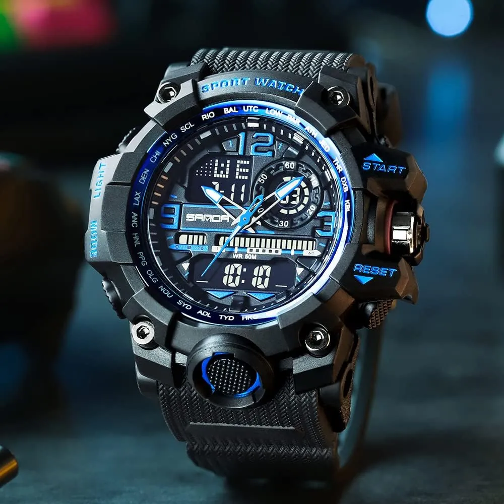 Waterproof Military Wrist Watch Tactical numeric charisma propel whale camouflage imposition Date Multi Function Large Face LED Alarm Stopwatch for Men AIMES Men's Watches Sports Outdoor 