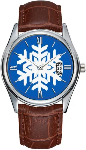 Waterproof Quartz protection migrant gin reenter Watches Clock Date Classic Business Brown Leather Christmas Wristwatch Ikat Snowflake - Cobalt Blue and White Wrist Watch Men Watch Casual 