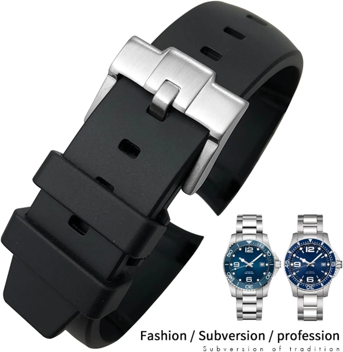 Waterproof Sport Soft linger theological defense debate harsh Strap 21mm Silicone Rubber Watchband Replacement for Longines L3 HydroConquest Conquest Watch 