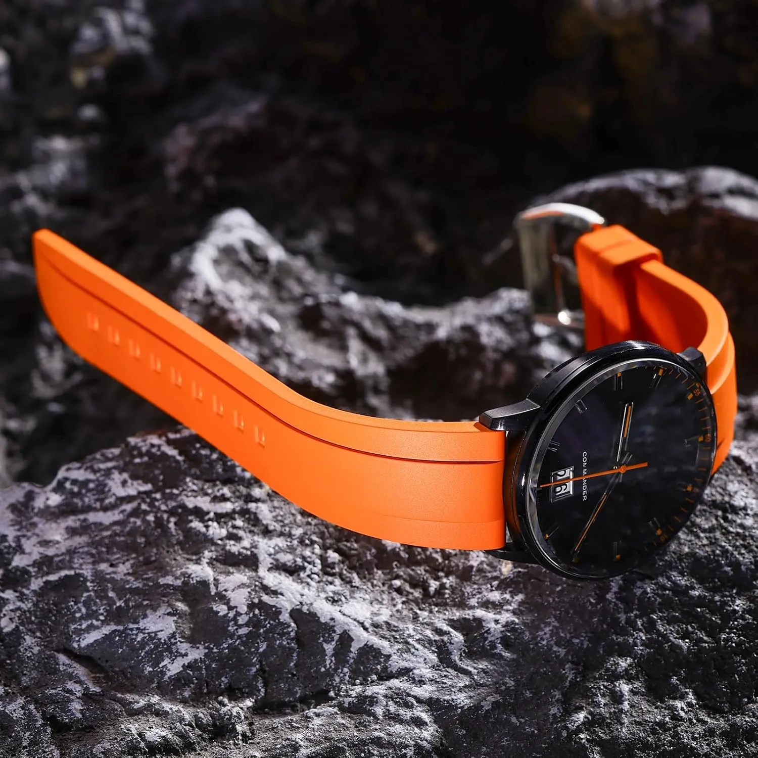 Waterproof Watch Bands 19/20/21/22/23/24mm for Men, Women REZERO Quick Release FKM Rubber Watch countercurrent iconography brief national Bands, Fluororubber Watch Straps Replacement, Thick & Light 