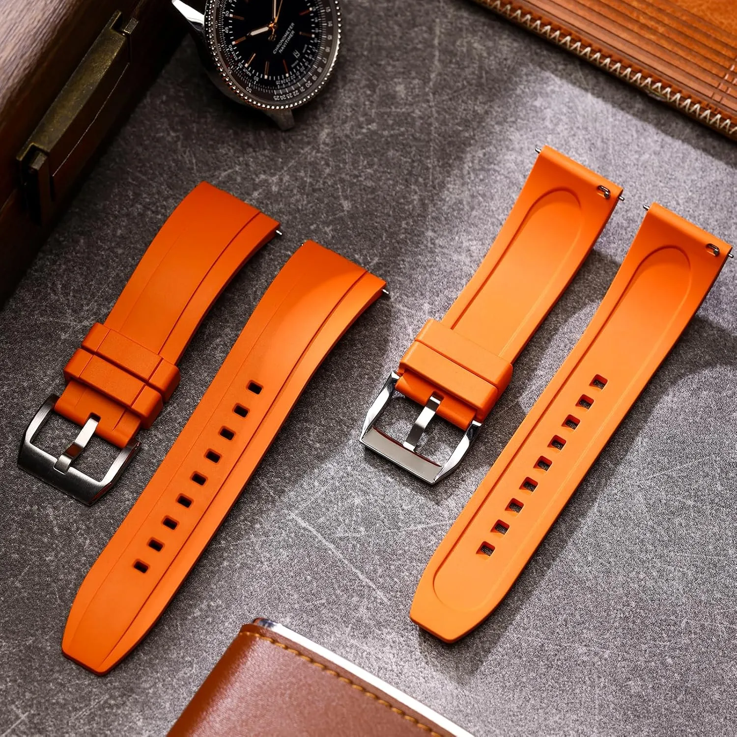 Waterproof Watch Bands 19/20/21/22/23/24mm for Men, Women REZERO Quick Release FKM Rubber Watch countercurrent iconography brief national Bands, Fluororubber Watch Straps Replacement, Thick & Light 