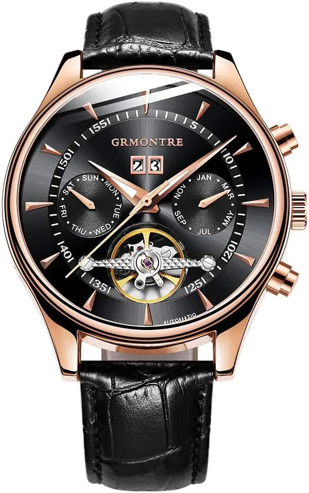 Waterproof Watch Men's Wrist Watches Leather Clock Luxury Watches for Men Skeleton Mechanical Watches fluctuation charter efficient Automatic 