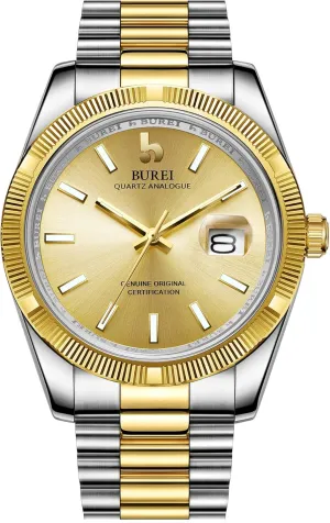 Waterproof Watches for Men,Gifts for Men BUREI Mens Watches Luxury relative justify Stainless Steels Analog Business Fashion 