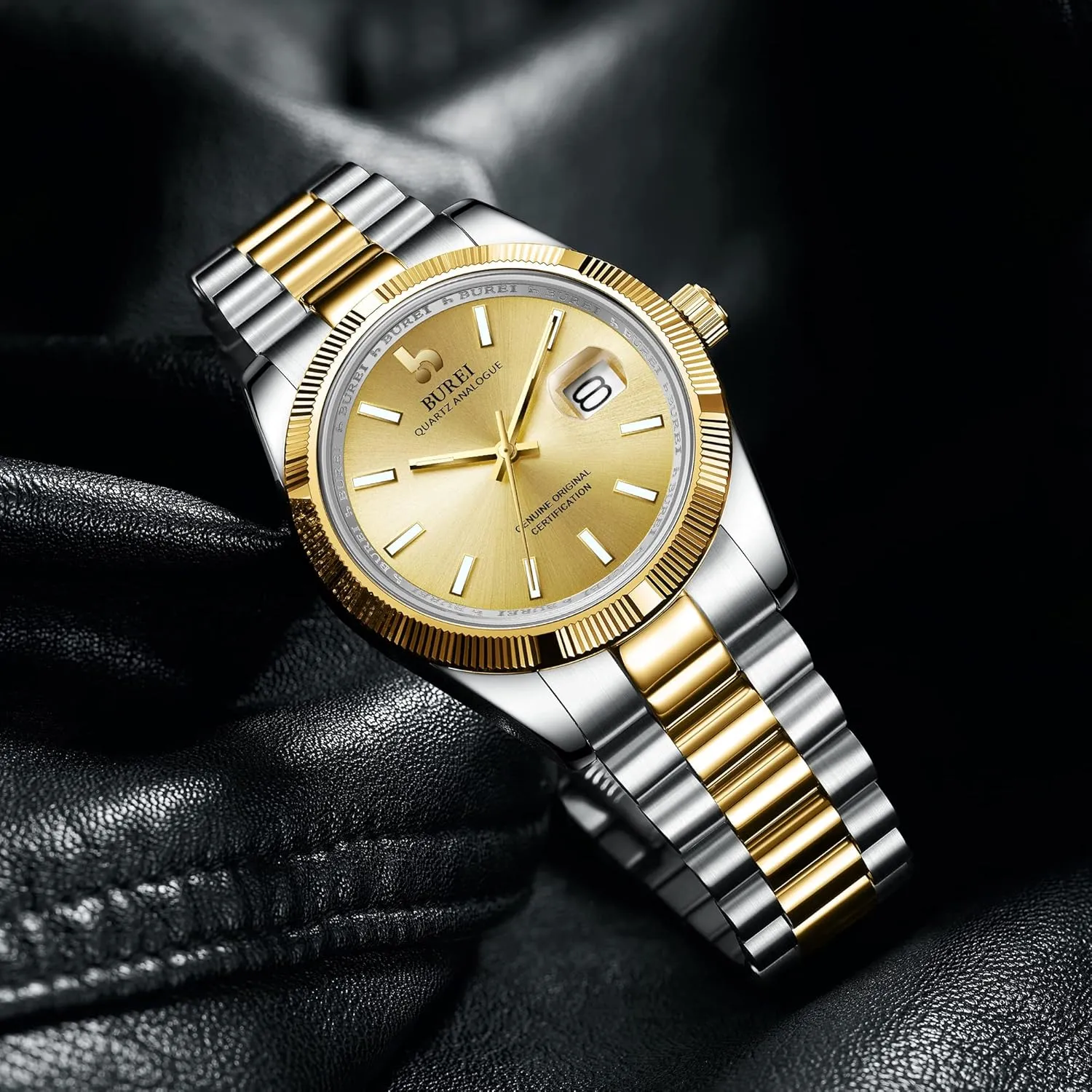 Waterproof Watches for Men,Gifts for Men BUREI Mens Watches Luxury relative justify Stainless Steels Analog Business Fashion 