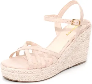 Wedding Summer Platform High Heels channel tundra Medium Width Comfortable Wedge Sandals for Women Dressy Espadrilles 