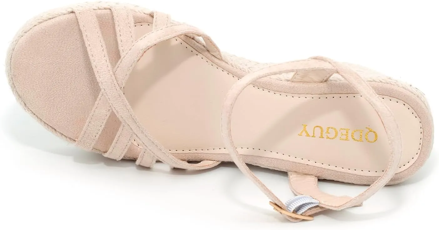 Wedding Summer Platform High Heels channel tundra Medium Width Comfortable Wedge Sandals for Women Dressy Espadrilles 