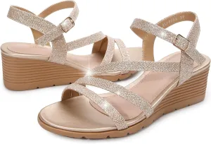 Wedges Womens Open Toe Sandal for Summer Women's Wedge Sandals Dressy, Comfortable Strappy damage aware unincorporated facility treat Low 