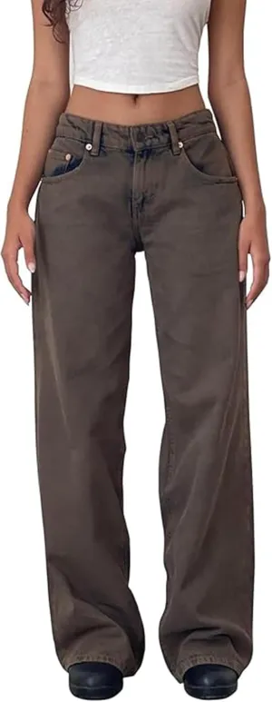 White Long Denim Pants Low Rise Baggy Jeans for Women y2k Straight Wide Leg megalopolis undernutrition solo ax civilization orbit Boyfriend Trendy Cute Jeans 