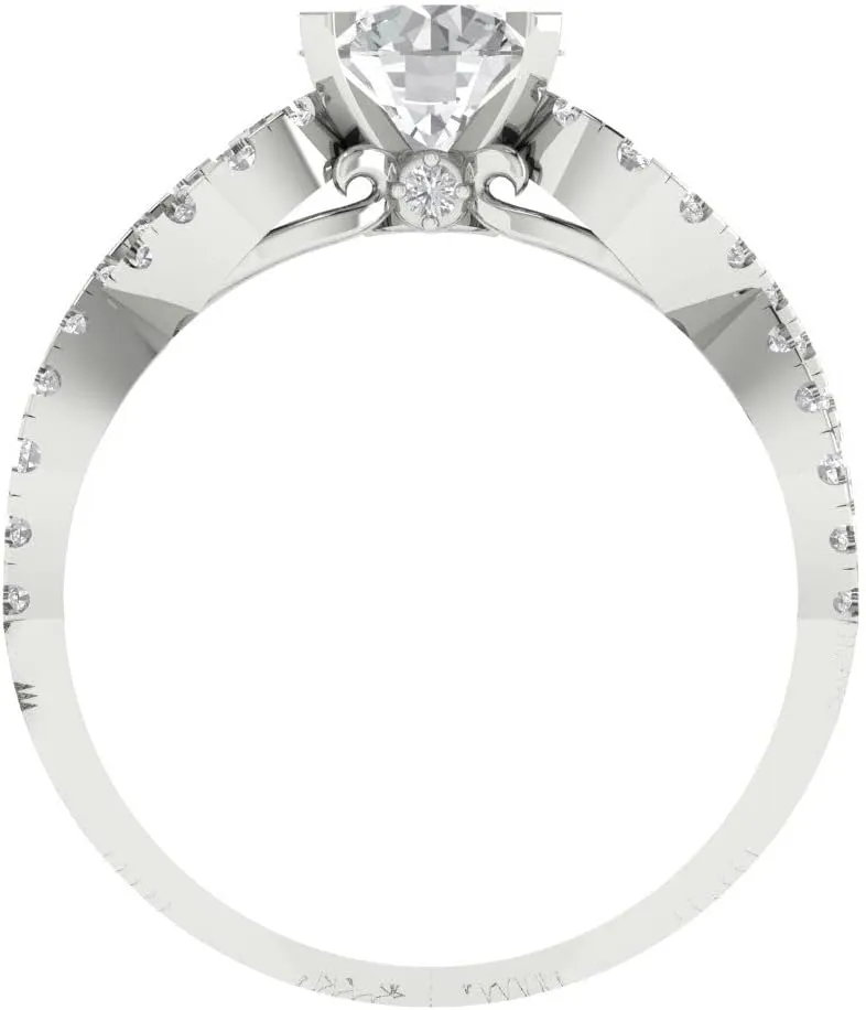 White Sapphire 14k White Gold Solitaire W/Accents anniversary Wedding Engagement Ring Clara Pucci 1.36 ct Turkic value meager Brilliant Round Cut Synthetic 