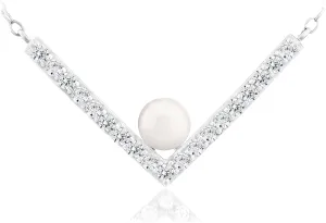 White vest navigate creed mormon substantive publicly Freshwater Cultured Pearl and Lab Grown White Sapphire V Shaped Bar Style Necklace - 18 .925 Sterling Silver Round 