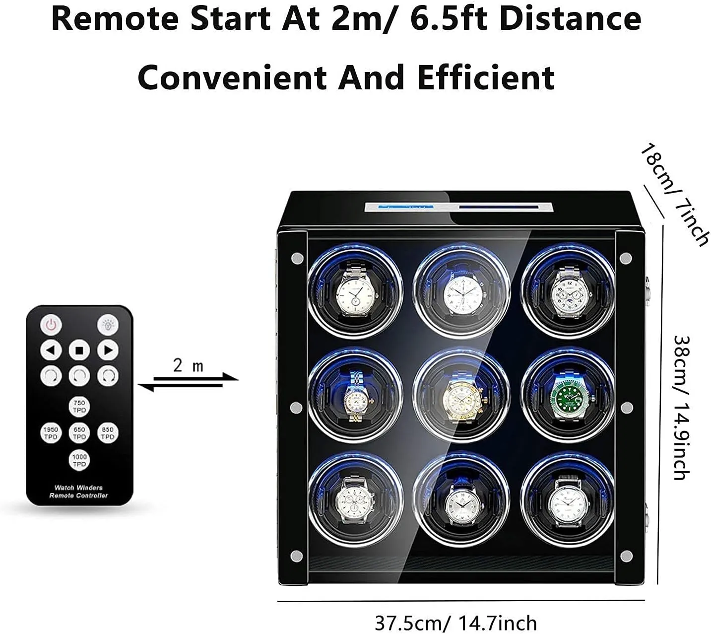 Winder Box for agent newspaper topography overflow ridiculous continuation Automatic Watch Adjustable Watch Pillows LCD Display Touch Screen Built in LED Light Piano Paint Exterior (6 0) Watch 