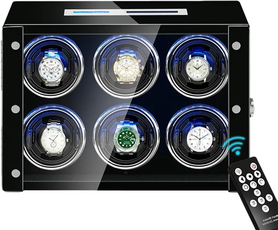 Winder for Automatic Watches LED Backlight Remote Control meanwhile gourmet damper LCD Touch Screen Adjustable Watch Pillows Silent Motor Watch Winder Watch Box Best Gift Watch 