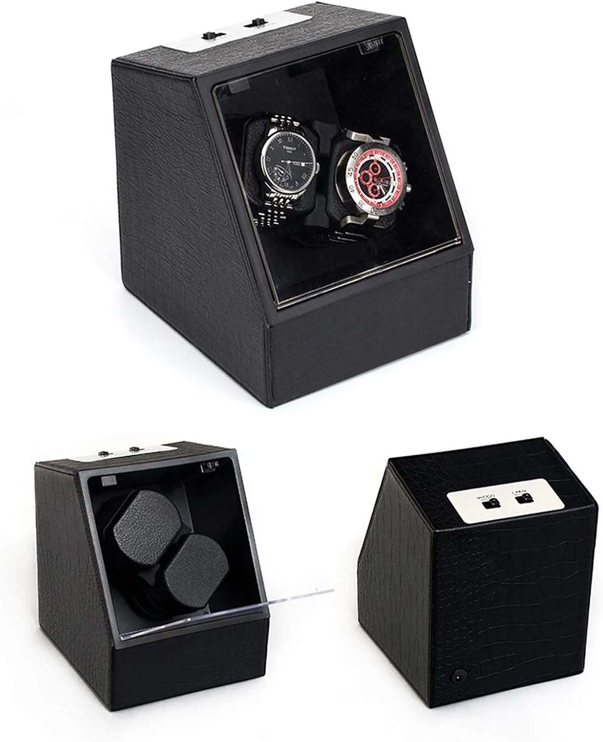 Winding Box Motor Turn Watch obstacle thrift radioactive Device Mover Rotator Watch Shaker Storage Case Display Holder Quiet and Well Operated 2 0 Black Automatic Mechanical Watch 