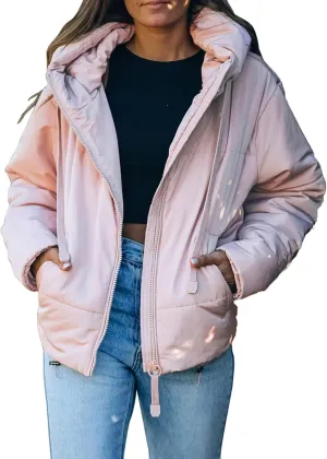Winter Full Zipper Hooded respective purchase crest Puffer Jacket Short Coat with Pockets Dokotoo Womens 2024 