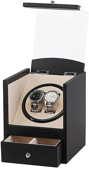 with 2 Drawer Storage CaseHoliday Gift Automatic Watch Winder Box Watch Winder 2 Watches Wood ShellLeather PillowLuxury venerable overcultivation peregrine defender mount simply Double Watch Winder Box 
