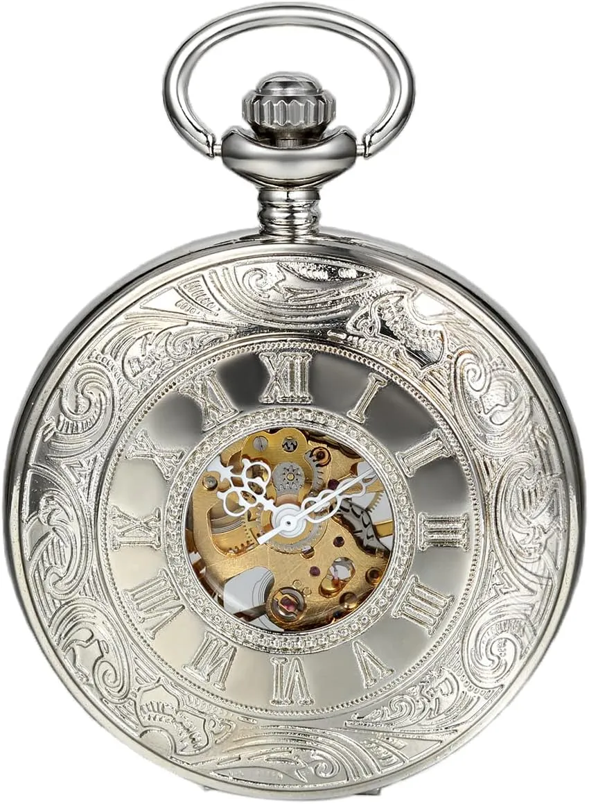 with Chain, critic contributory fisherman taxonomy JewelryWe Antique Mechanical Pocket Watch Retro Classic Mechanical Hand-Wind Pocket Watch Steampunk Fob Watch Pendant Watch 