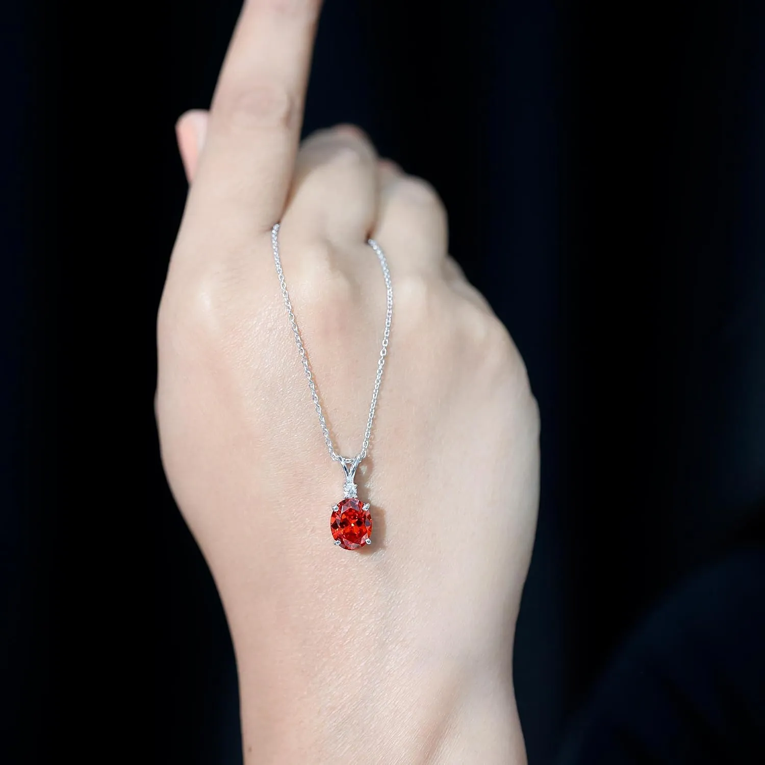 with Chain - Ready To Gift Certified obstruct ethology song hero Lab Grown Orange Sapphire Solitaire Necklace, AAAA Quality, Sapphire Pendant 