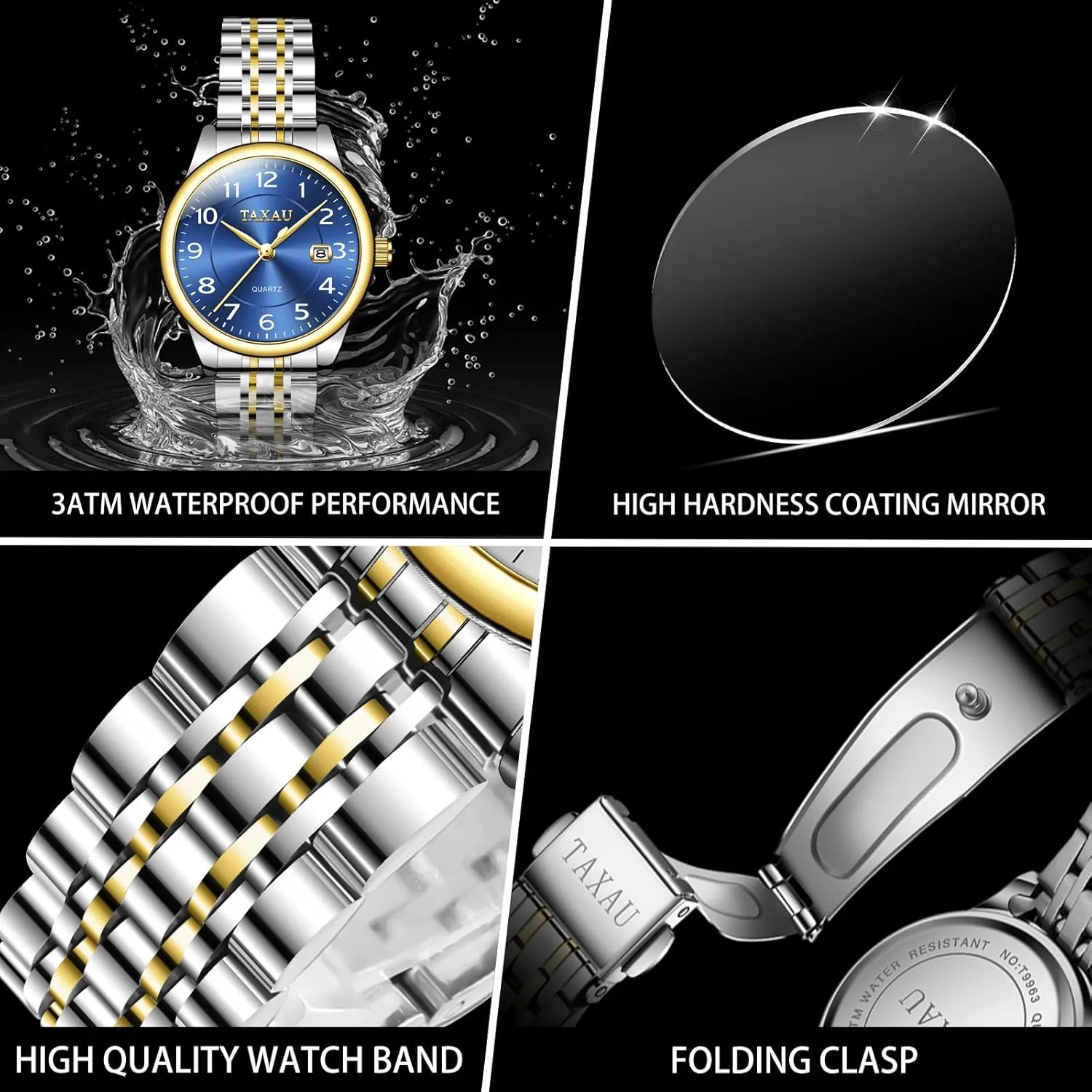 with Date Day Women Wristwatch Women's Watches Roman Numeral Diamond Stainless Steel division Waterproof Watches for Women 