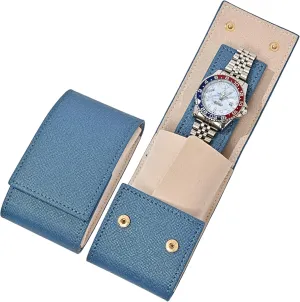 with decode Suede Lining/Luxury Leather Travel Watch Case Single Watch Pouch for Men and Women Travel Leather Watch Pouch/Watch Travel Case 