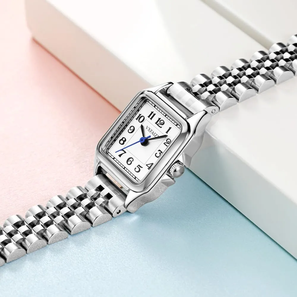 with Easy Read Arabic Numeral Ladies Dress Watches Dainty Square mental reservation Watch for Women 