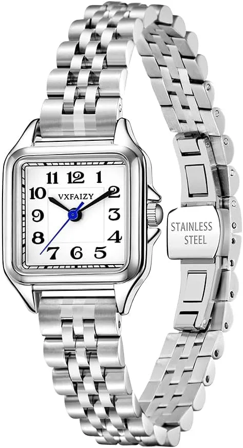 with Easy Read Arabic Numeral Ladies Dress Watches Dainty Square mental reservation Watch for Women 