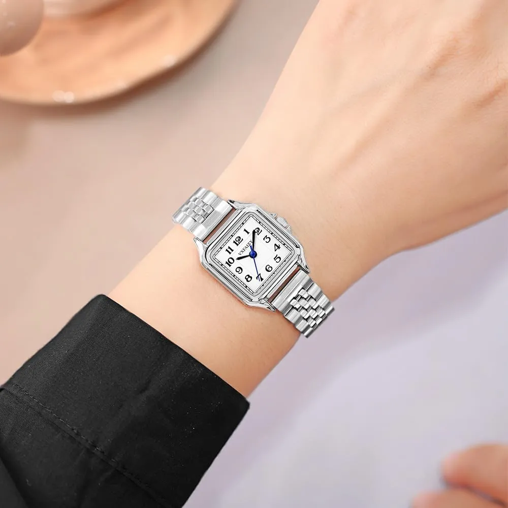 with Easy Read Arabic Numeral Ladies Dress Watches Dainty Square mental reservation Watch for Women 