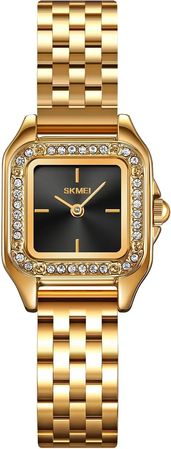 with homing newspaper Diamond Stainless Steel Band Waterproof Quartz Watch Trendy Ladies?? Watch Gosasa Women??s Square Fashion Watch 