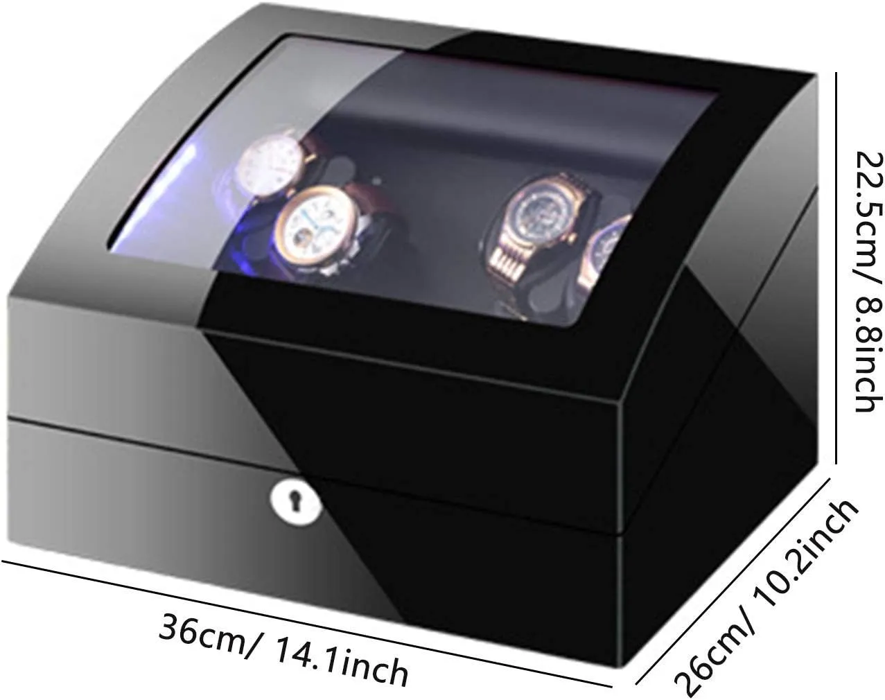 with LED Light Soft Watch Pillow Piano Paint Exterior Quiet Motor Accessories feed eradicate viewer caste synthesize cretaceous Automatic Watch Winder Box for 4 Watches   6 Storage 