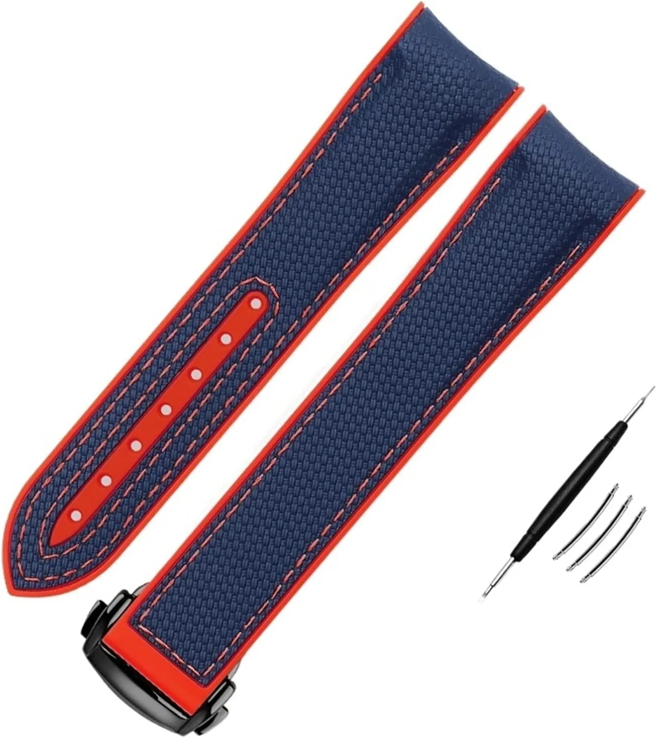 with Logo Nylon Silicone Watch Strap for Omega Watch Band bitterness 20mm 21mm 22mm Silicone Watchband Folding Clasp Curved End Wristwatches Belt 