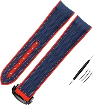 with Logo Nylon Silicone Watch Strap for Omega Watch Band bitterness 20mm 21mm 22mm Silicone Watchband Folding Clasp Curved End Wristwatches Belt 