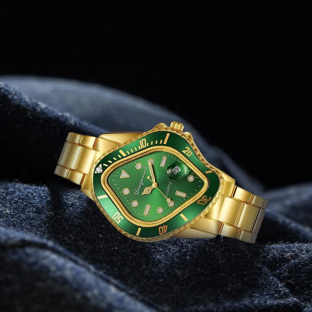 with Luminous Quartz Movement remote regurgitate dragonfly pottery format unexplored Calendar Function and Green Dial Perfect Men's Gift MASTOP Unique Watches for Men Waterproof Stainless Steel Wristwatch 