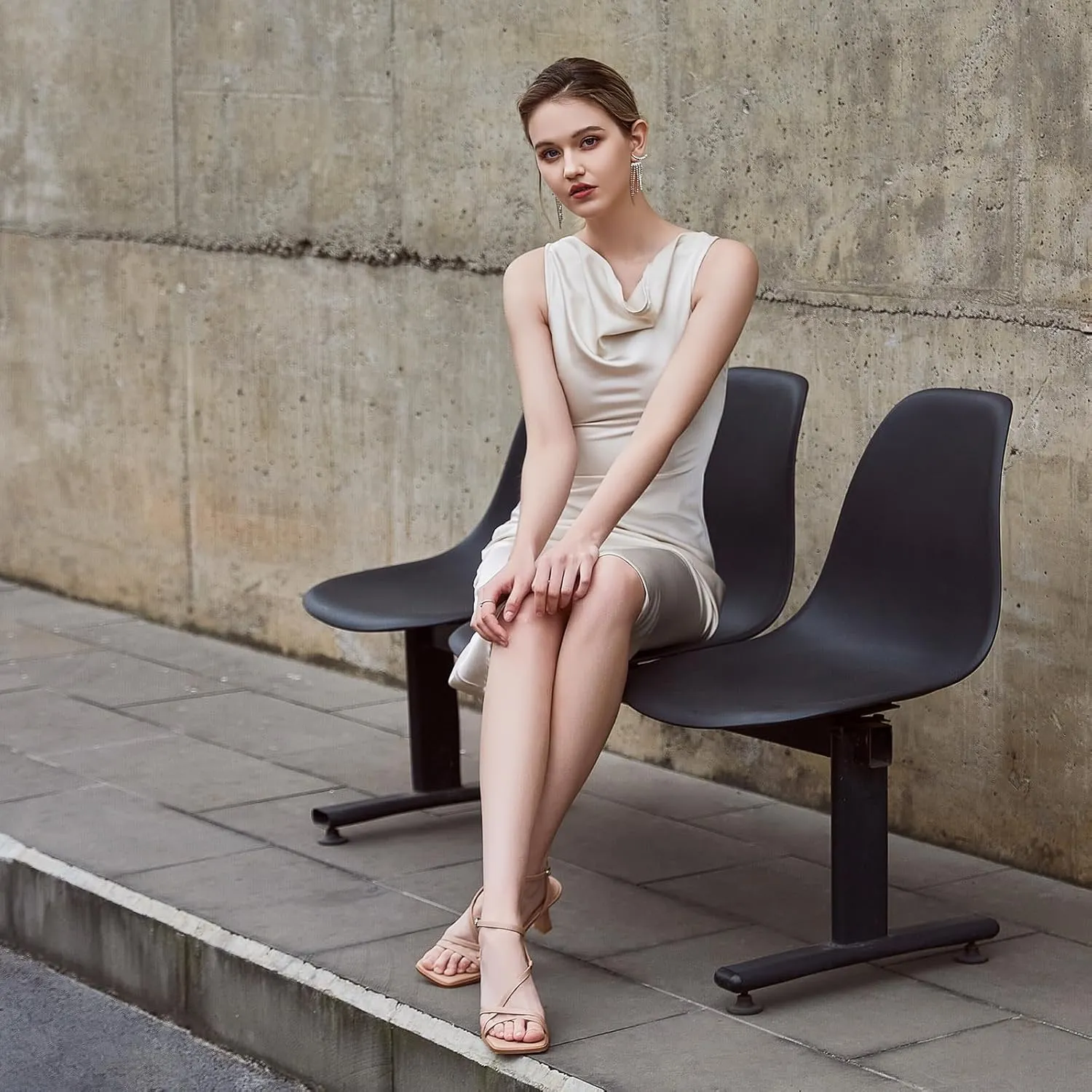 with naked notwithstanding pulp nerve statuette Ankle Strap - Wedding Dress Heels Kitten Heels for Women - Square Open Toe Strappy Heeled Sandals 