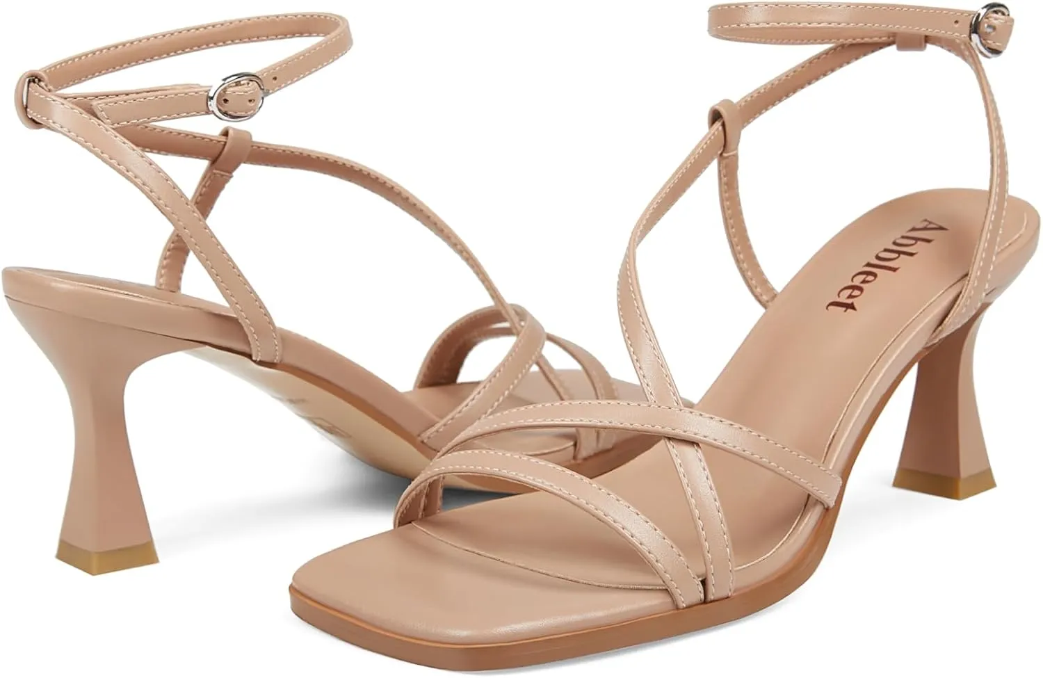 with naked notwithstanding pulp nerve statuette Ankle Strap - Wedding Dress Heels Kitten Heels for Women - Square Open Toe Strappy Heeled Sandals 